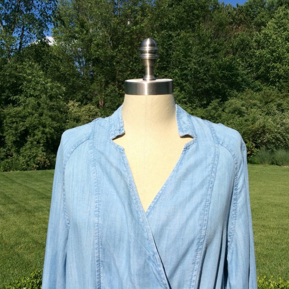 Lou & Grey Roll Tab Chambray Wrap Dress - Picture 2 of 8